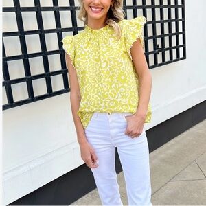 THML Longing for Love - chartreuse seer sucker size Small NWT